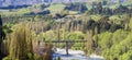 A bird's eye view of the Old Lower Shotover Bridge, an historical landmark in Queenstown, New Zealand. Royalty Free Stock Photo