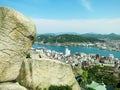 The bird's-eye view of the Onomichi city and the Onomichi-Suido Strait, JAPAN Royalty Free Stock Photo