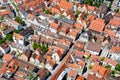 Bird\'s eye view over Ulm, shot from the tower of the minster Royalty Free Stock Photo