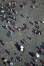 Bird`s eye view of Prague sightseers in the old town square Royalty Free Stock Photo