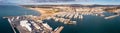 Bird's eye view of quay in Vilanova i la Geltru, Spain