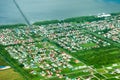 Bird`s-eye view of the Republic Park area, Georgetown suburb, Demerara Harbour Bridge Royalty Free Stock Photo