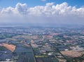 Bird`s-eye view on rice fields Bangkok vicinity Royalty Free Stock Photo