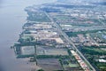 Bird's-eye view on rice fields Bangkok vicinity Royalty Free Stock Photo