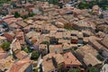 Bird\'s eye view of the roofs of the historic old town of Malcesine in Italy