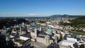 BirdÃ¢â¬â¢s eye view of the Salzach River and the City of Salzburg, from Festung Hohensalzburg High Salzburg Fortress , Austria