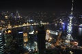 Bird's eye view of Shanghai city at night