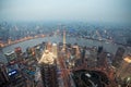 Bird's eye view shanghai at dusk