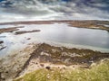 From a bird`s eye view on the shores of the Norwegian fjord Royalty Free Stock Photo