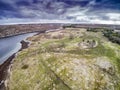 From a bird`s eye view on the shores of the Norwegian fjord Royalty Free Stock Photo