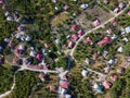 A bird`s-eye view of the small village in the magnificent nature