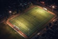 bird's eye view of a soccer field. Generative ai