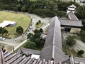 Bird`s eye view surrounding Aizuwakamatsu Castle or Tsuruga Castle or Kurokawa Castle in Japan. Royalty Free Stock Photo