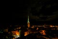 A bird`s-eye view of Tallinn at night Royalty Free Stock Photo