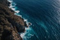 A bird\'s-eye view of the turquoise sea and rocks arranged Royalty Free Stock Photo