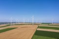 Wind farm and cornfields Royalty Free Stock Photo