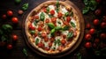 Elevated Gourmet Pizza: Fusion of Color and Flavor from Above