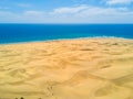 Bird's eyeshot of the scenic desert by the Atlantic ocean coast Royalty Free Stock Photo