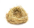 bird\'s nest or hen house made from dry straw golden color. Isolated on white background Royalty Free Stock Photo