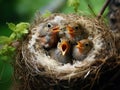 Bird s nest with hungry chicks Royalty Free Stock Photo