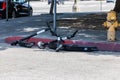 BIRD scooters dumped along sidewalk