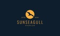 Bird seagull fly on sunset logo vector illustration design Royalty Free Stock Photo