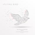 Bird shape digitally drawn low poly wire frame.