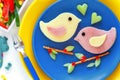 Bird shaped ham and cheese sandwiches for kids