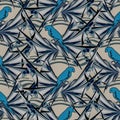Bird shaped parrot seamless pattern design