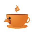 Bird shaped teacup. Vector illustration decorative background design