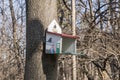 Bird shelter house on tree