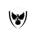 Bird and shield icon design. Phoenix logo design illustration isolated on white background Royalty Free Stock Photo