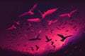 Bird Silhouette on the Colorful Viva Magenta Background. AI Generative illustration Royalty Free Stock Photo