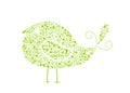 Bird silhouette filled with go green eco signs