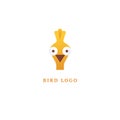 Bird silhouette logo. Vector abstract minimalistic illustration flying fowl. Ostrich icon. Zoo, pet shop, farm, bird feather, wild