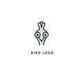 Bird silhouette logo. Vector abstract minimalistic illustration flying fowl. Ostrich icon. Zoo, pet shop, farm, bird feather, wild