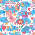 Bird sing music note seamless pattern Royalty Free Stock Photo