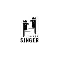 Bird singer with crown logo design vector