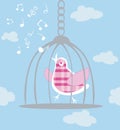 Bird singing in cage Royalty Free Stock Photo