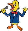 Bird singing karaoke microphone