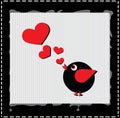 Bird is singing love song from hearts