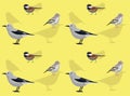 Bird Siskin Chickadee Nutcracker Cute Cartoon Poses Seamless Wallpaper Background