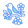 A bird sitting in a branch of tree, grab this beautiful icon of bird in editable style