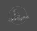 Bird sitting on a tree branch beautiful icon logo vector Royalty Free Stock Photo