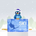 Bird with skipass