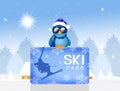 Bird with skipass