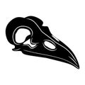 Bird skull, black isolated on white background, vector illustration for design and decor