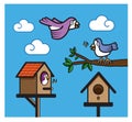 Bird sky isolated birdhouse tree Royalty Free Stock Photo