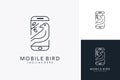 Bird and smartphone for mobile bird logo design Royalty Free Stock Photo