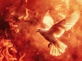 Bird soaring above fiery landscape Royalty Free Stock Photo
